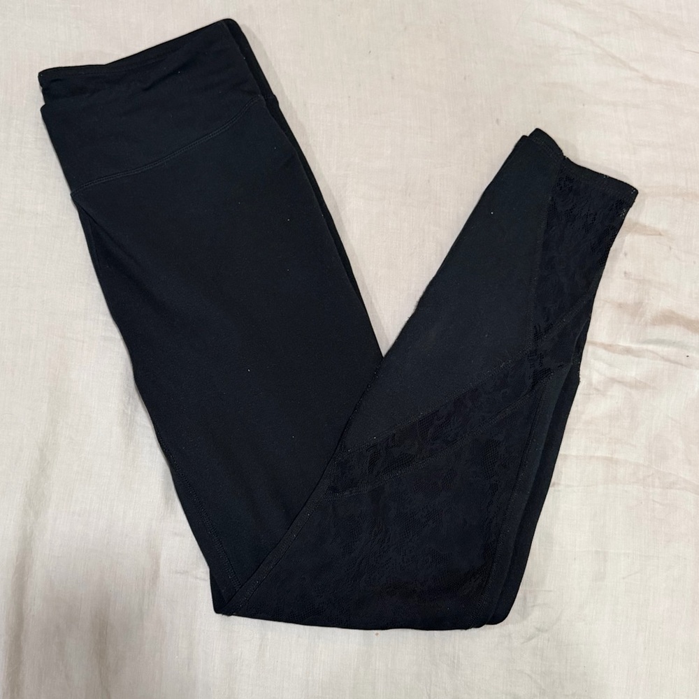 Fabletics Black Leggings with lace detail